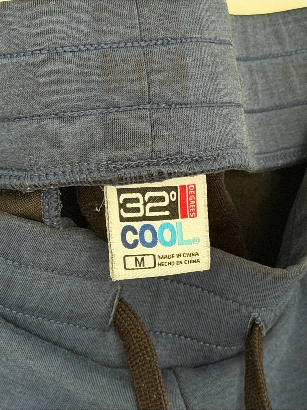 32 Degrees Cool Men's Tech Fleece Lounge Shorts Heather Denim Blue Size M